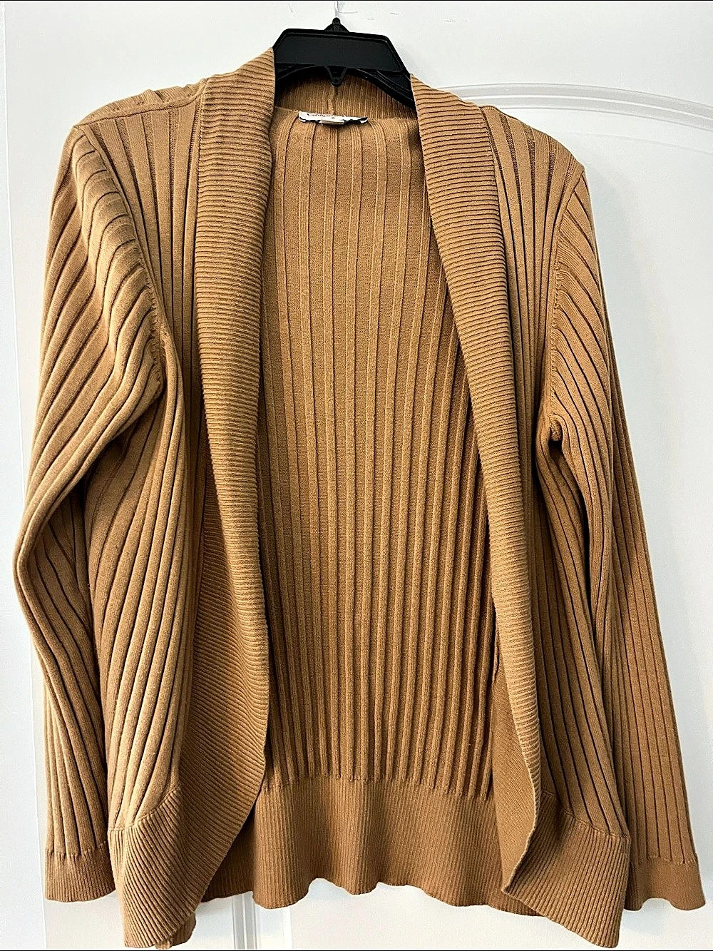 Coldwater Creek Ribbed Open Front Cardigan in Brown Size Large